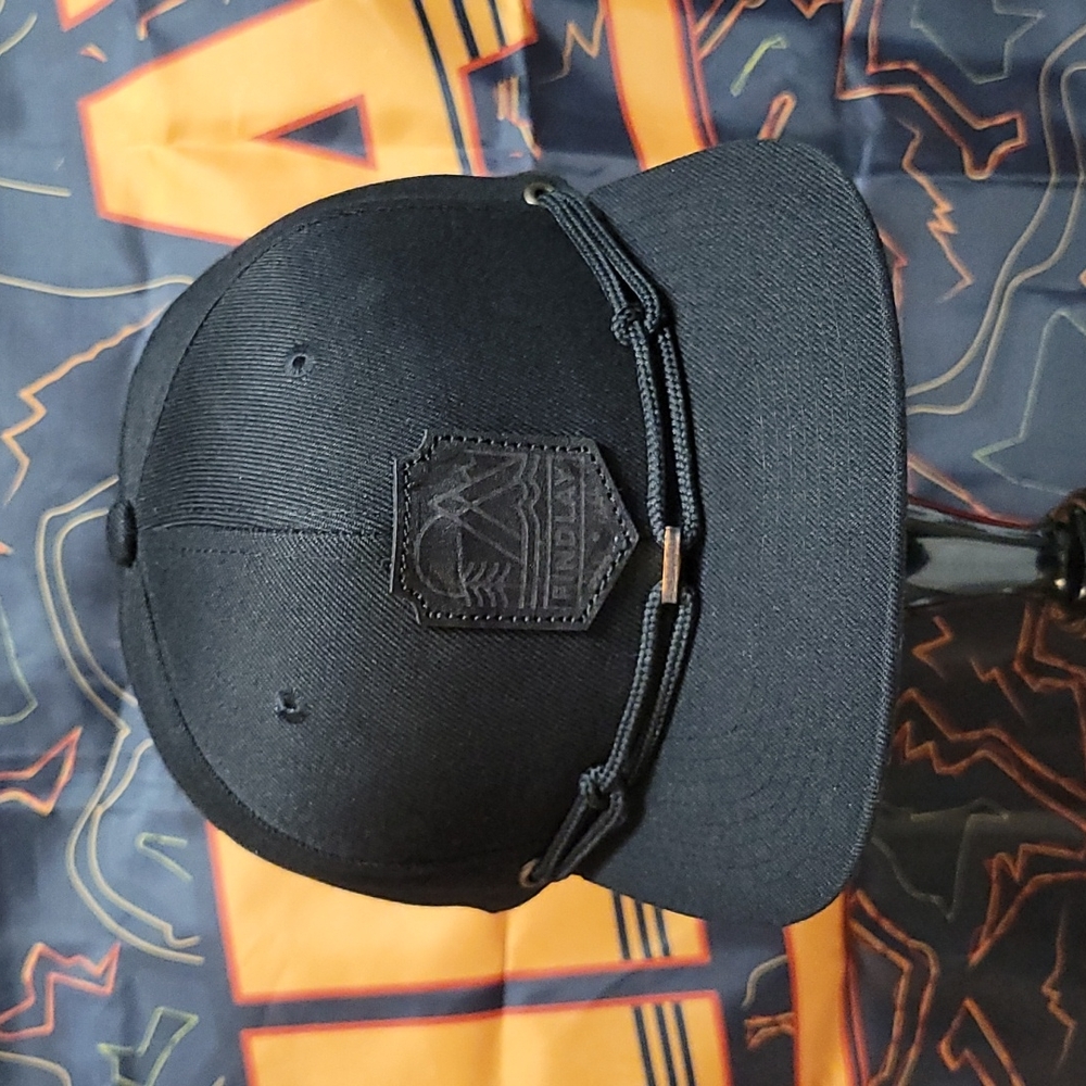Blackout Point Findlay Hats Snapback Black Leather Patch Vista